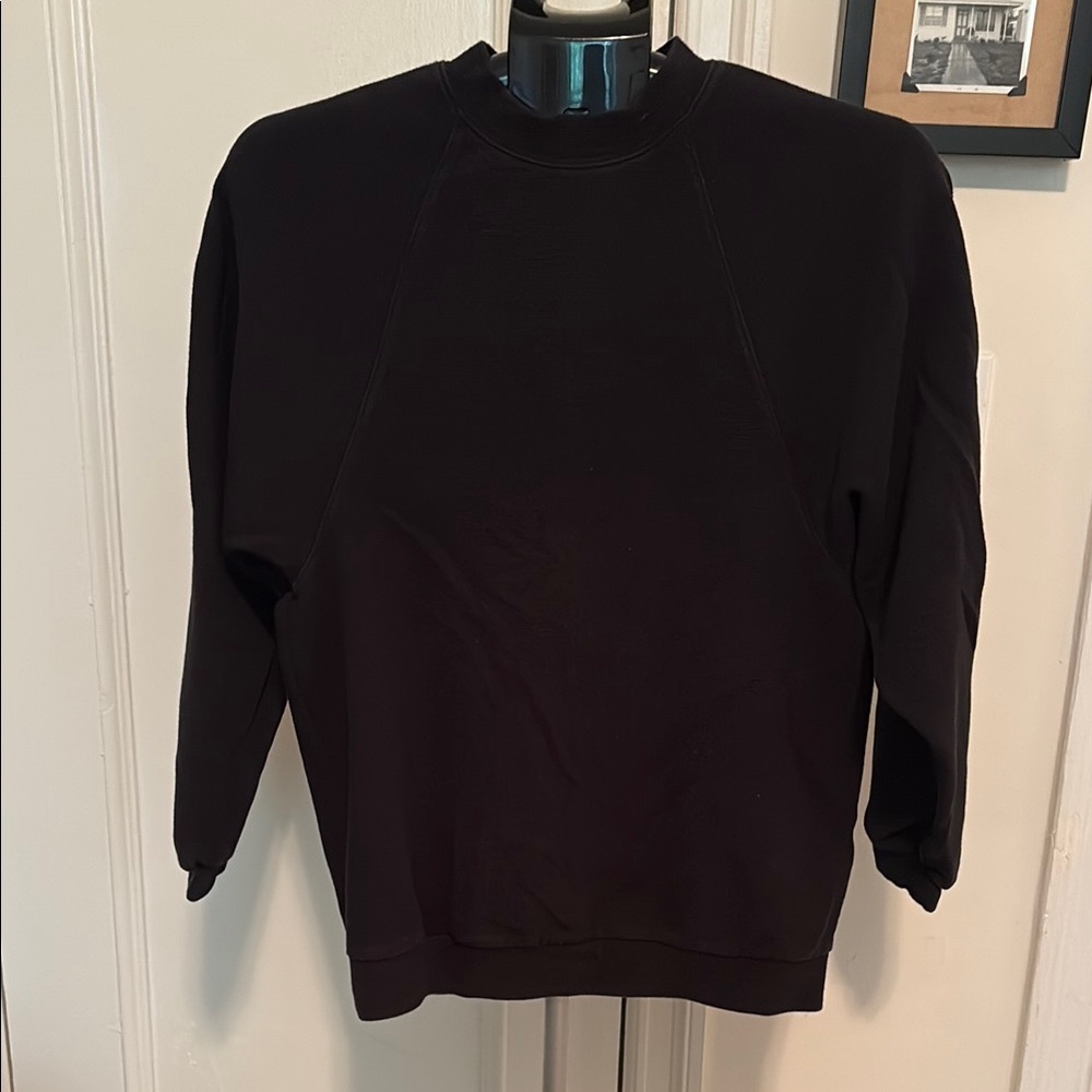 Madewell Black Crewneck Button Back Sweatshirt